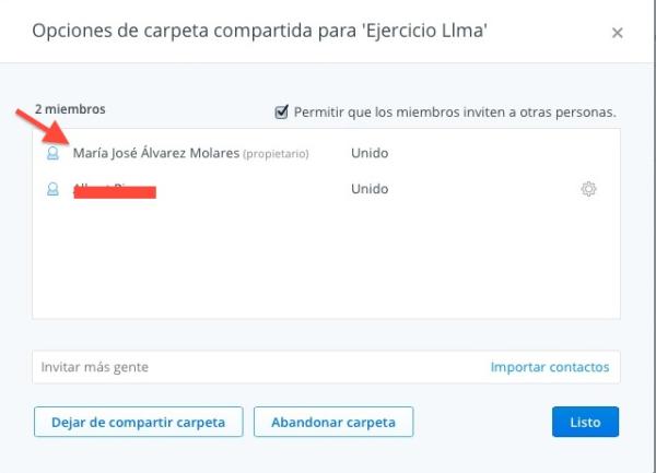 Cómo dejar de compartir una carpeta en Dropbox - Paso 2