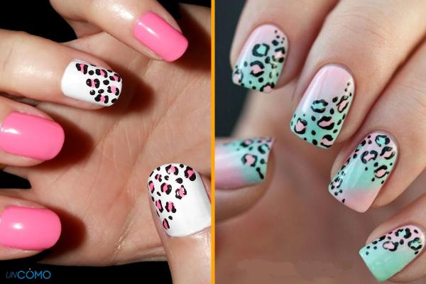 Diseños de uñas de animal print - Animal print parcial