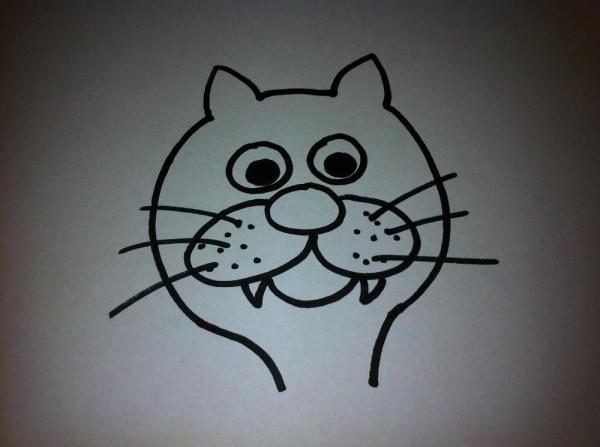 Cómo dibujar la cara de un gato de dibujo animado - Paso 9