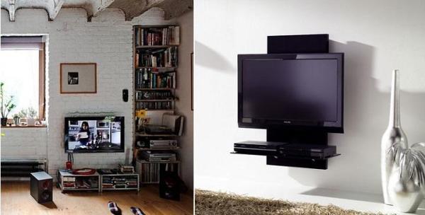 Ideas para colgar un televisor de pantalla plana LCD o plasma - Cómo colgar una pantalla plana en la pared con el soporte trasero