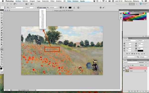 Cómo poner texto a una imagen en Photoshop - Paso 3