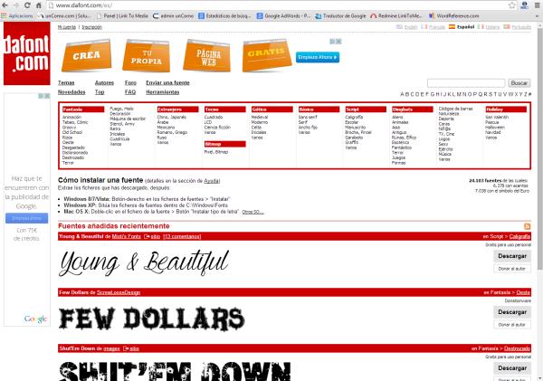 Cómo descargar fuentes de Dafont - Paso 1