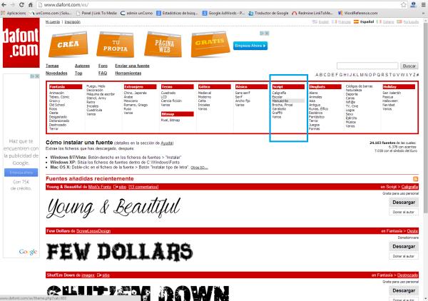 Cómo descargar fuentes de Dafont - Paso 2