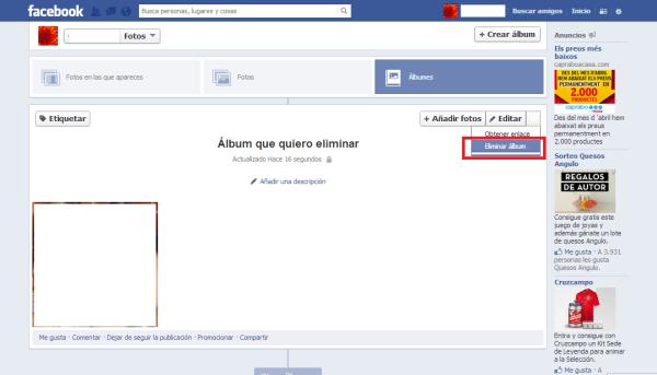 Cómo eliminar álbumes de fotos en Facebook - Paso 5