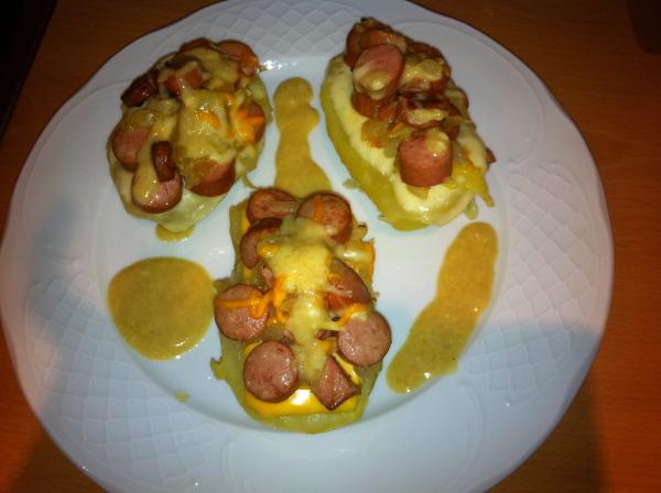 Cómo hacer patatas con frankfurt al horno - Paso 9