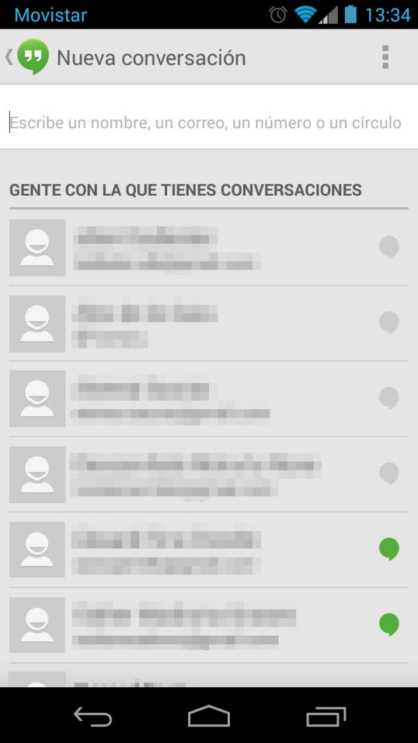 Cómo usar hangouts en Android - Paso 2