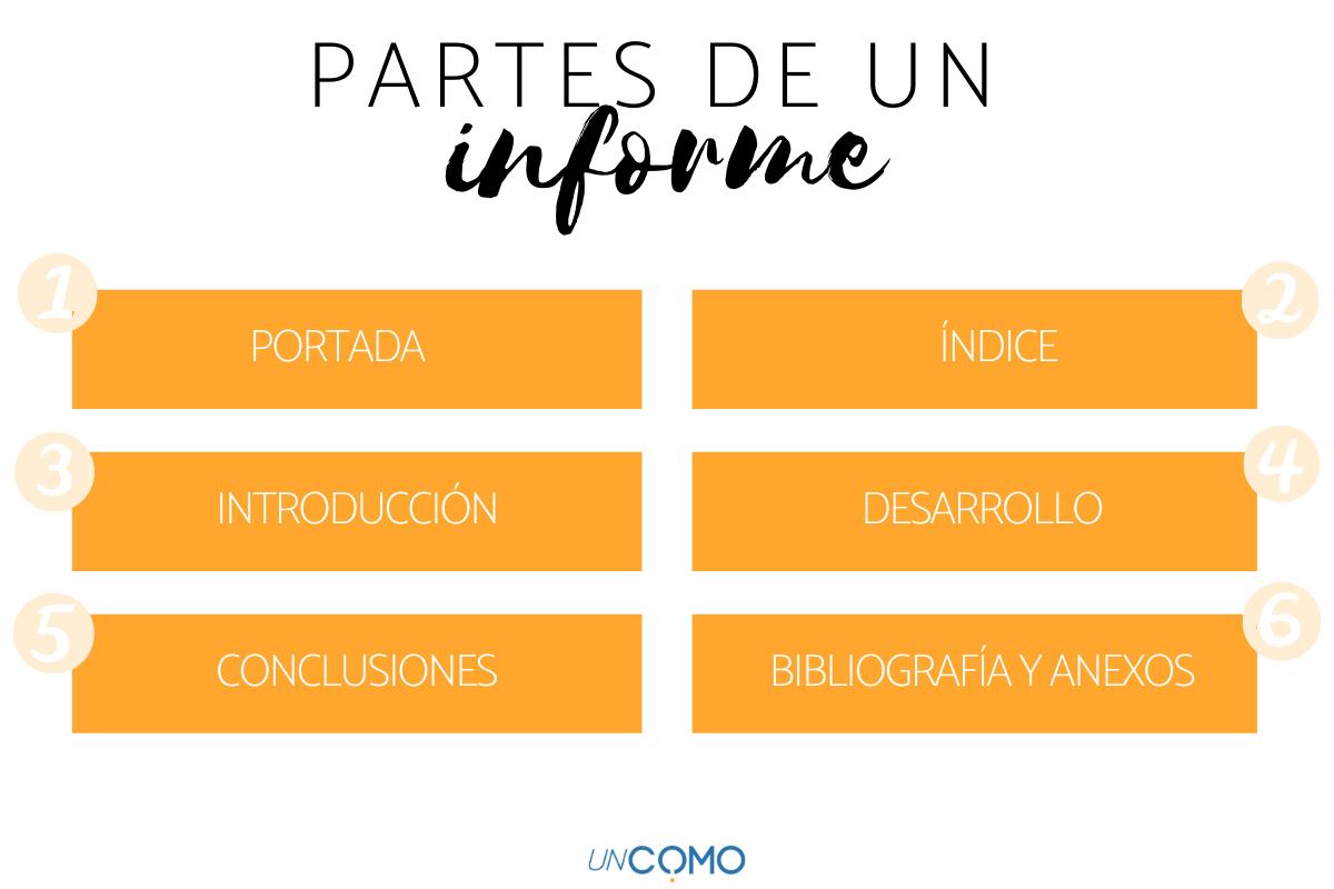 Cuáles son las partes de un informe