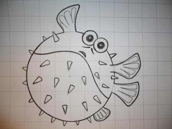 Cómo dibujar un pez globo - Paso 7