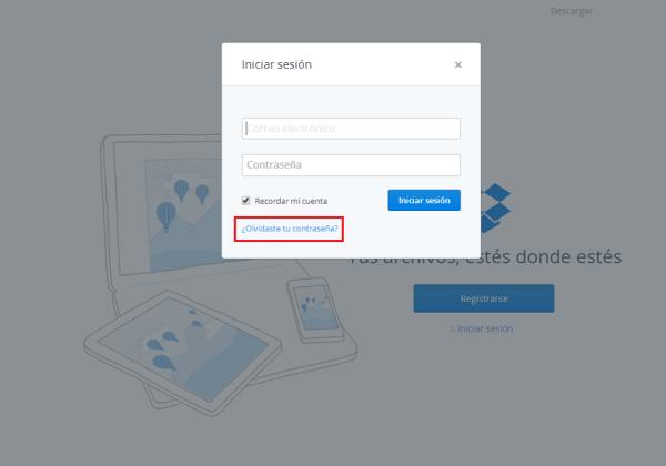 Cómo recuperar la contraseña de Dropbox - Paso 2