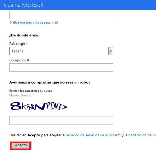 Cómo crear una cuenta de correo electrónico Outlook - Paso 2