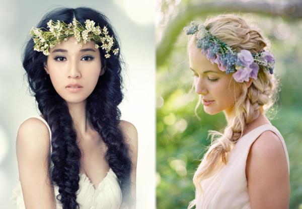 Peinados con diadema de flores - Diadema de flores con trenzas