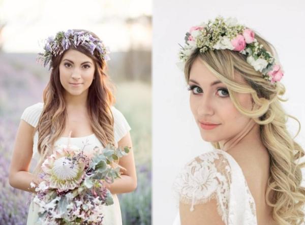Peinados con diadema de flores - Diademas de flores y semirecogidos