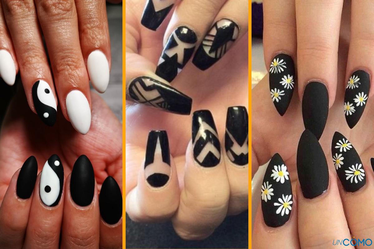Diseños de uñas negras decoradas