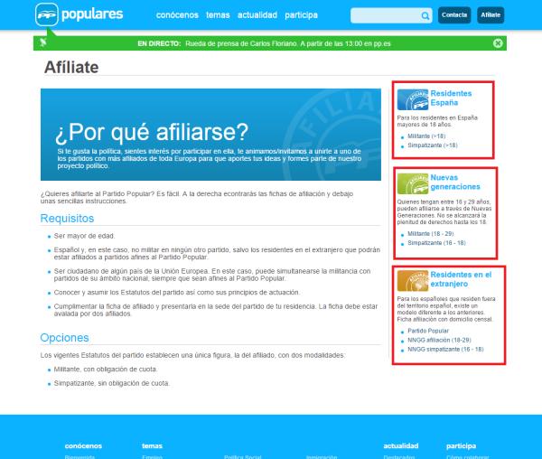 Cómo afiliarse al PP - Paso 1