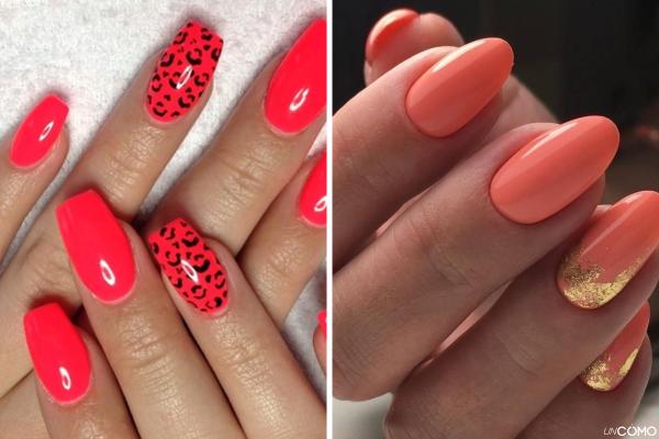 Uñas coral: diseños para lucir una manicura ideal este verano - Uñas de verano elegantes con coral y dorado