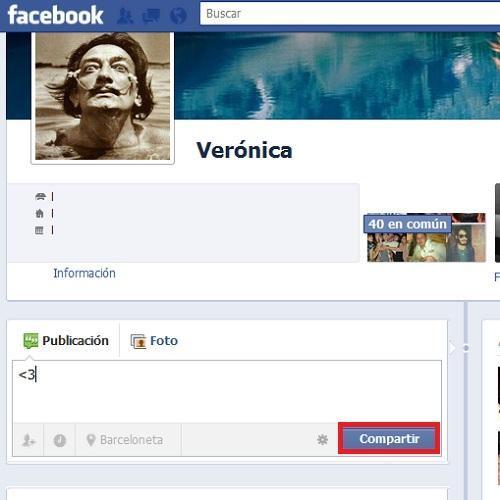 Cómo hacer un corazón en Facebook - Paso 2