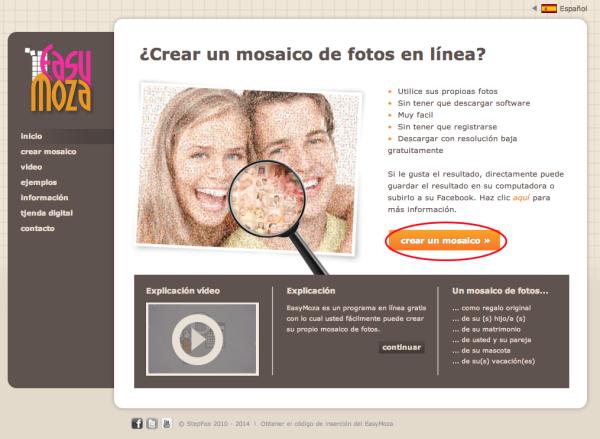 Cómo hacer mosaicos con fotos online - Paso 2