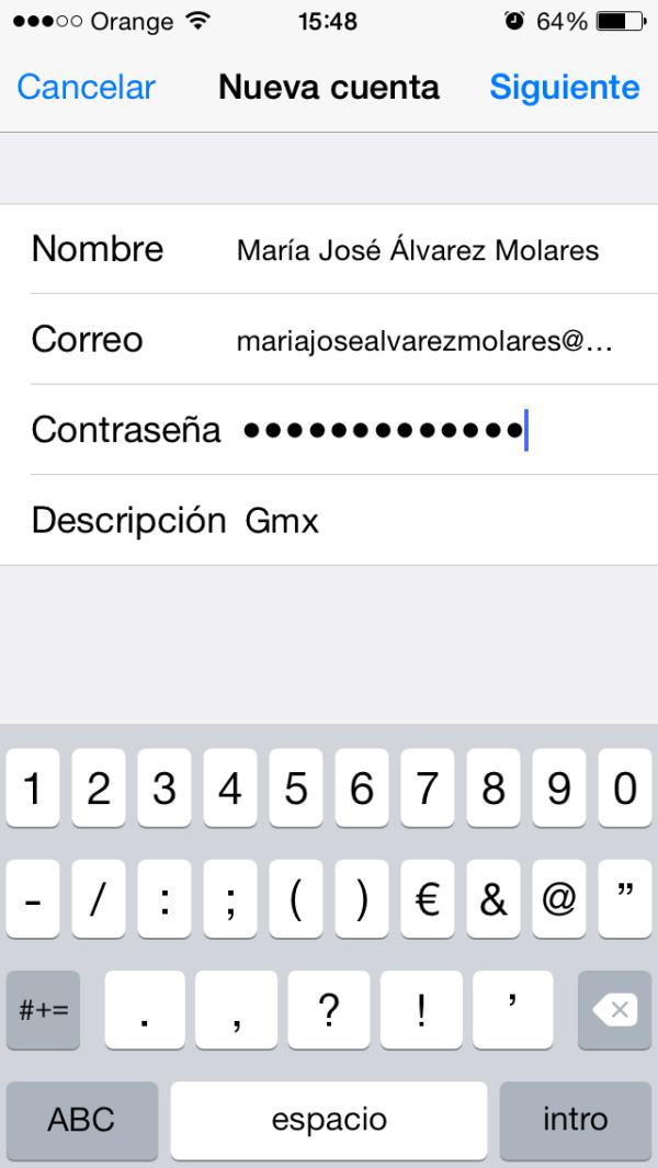 Cómo configurar el gmx en iPhone - Paso 6