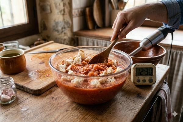 Cómo hacer salmorejo de la abuela tradicional cordobés paso a paso - Paso 3