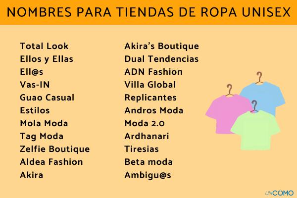 Nombres para tiendas de ropa - Nombres para tiendas de ropa unisex