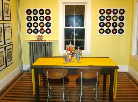 Cómo decorar con discos de vinilo - Pegados en las paredes