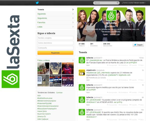 Cómo contactar con La Sexta - Cómo contactar con La Sexta: Twitter
