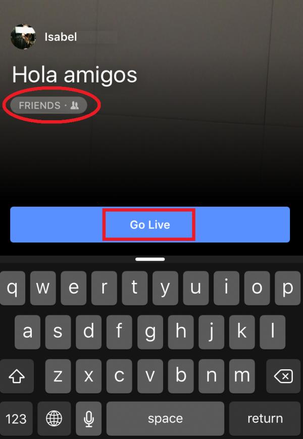 Cómo transmitir un vídeo en vivo en Facebook - Paso 5