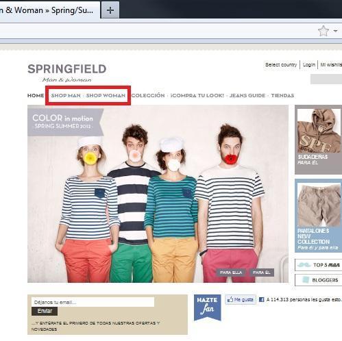 Cómo comprar ropa on-line en springfield - Paso 1