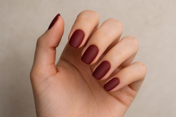 Uñas granates: ideas de diseños elegantes y en tendencia - Uñas granates mate