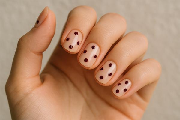 Uñas granates: ideas de diseños elegantes y en tendencia - Uñas granates minimalistas con detalles en nude