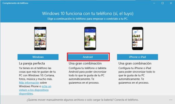 Cómo sincronizar Android con Windows 10 - Paso 2