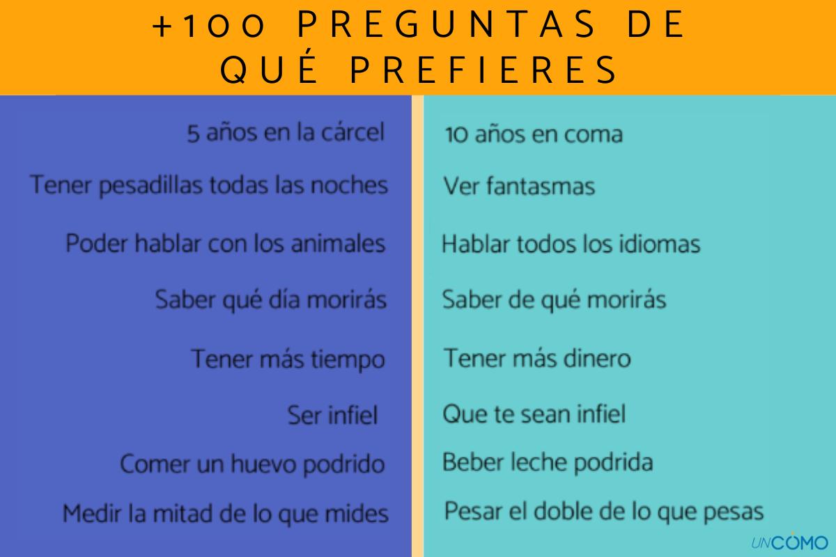 Preguntas de qué prefieres