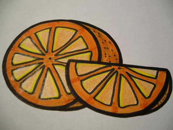 Cómo dibujar una naranja abierta - Paso 4