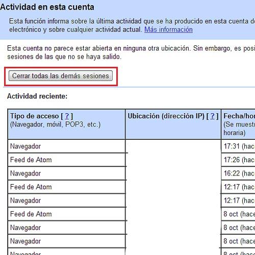 Cómo cerrar todas las sesiones abiertas de mi correo GMail - Paso 3