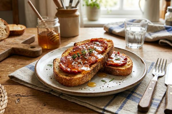Recetas con sobrasada: ideas fáciles y deliciosas - Tostadas con sobrasada y miel