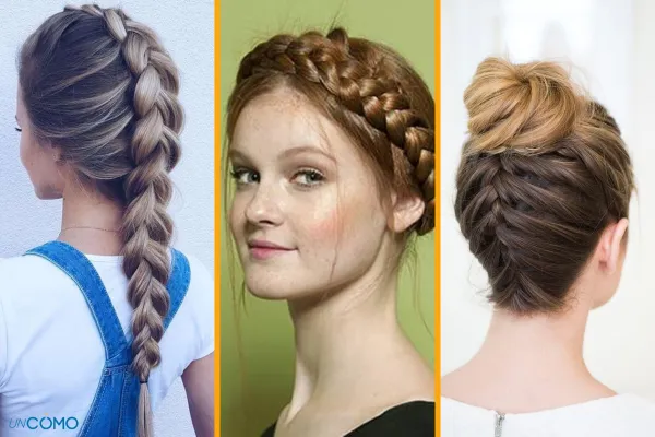 dos trenzas volviendo con tejido