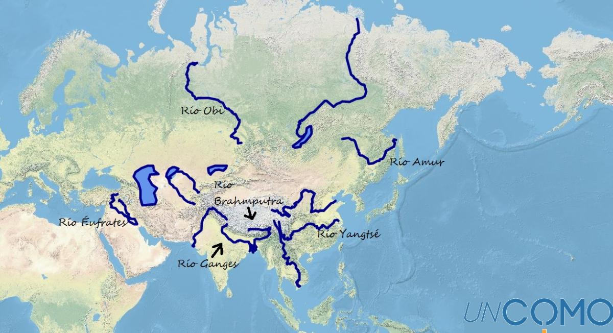 Principales ríos de Asia con mapa