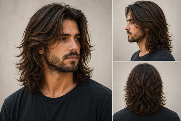 Descubre los mejores cortes de pelo para hombre con pelo largo: tendencias 2026 - Corte con capas largas para movimiento y volumen