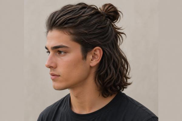Descubre los mejores cortes de pelo para hombre con pelo largo: tendencias 2026 - Medio recogido para versatilidad inmediata
