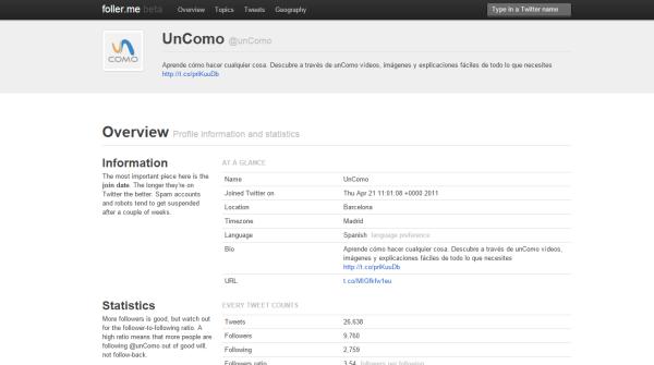 Cómo medir las estadísticas de mi cuenta de Twitter - Foller.me