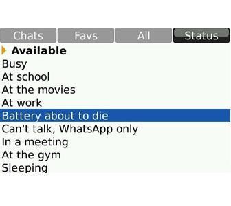 Cómo editar tu estado en WhatsApp para BlackBerry - Paso 1
