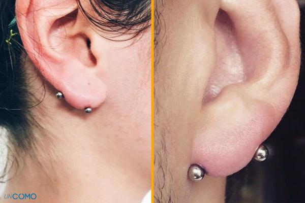 Tipos de piercing en la oreja - Lóbulo transversal