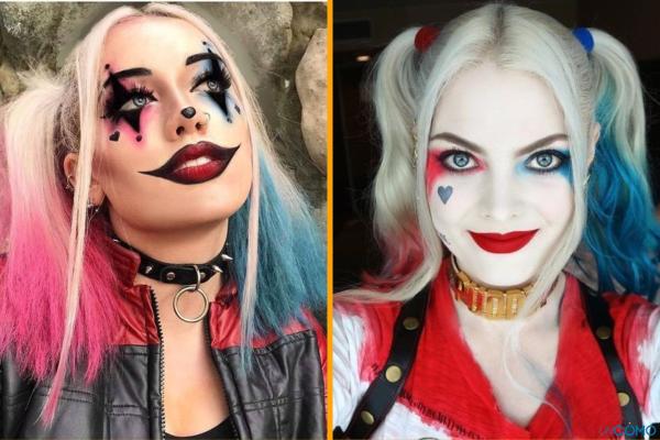 Ideas de maquillaje de Halloween fácil - Harley Quinn