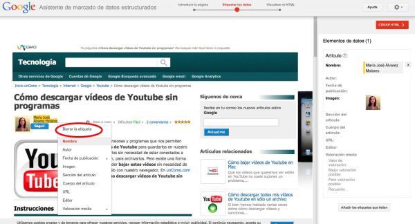 Cómo usar el marcador de datos estructurados de Google - Paso 5