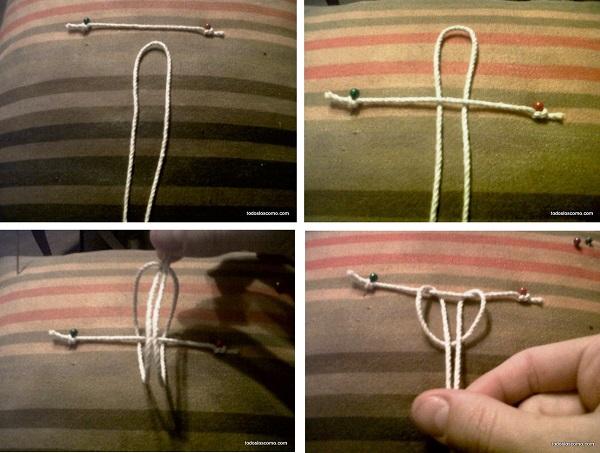 Puntos básicos para tejer macramé - Nudo alondra
