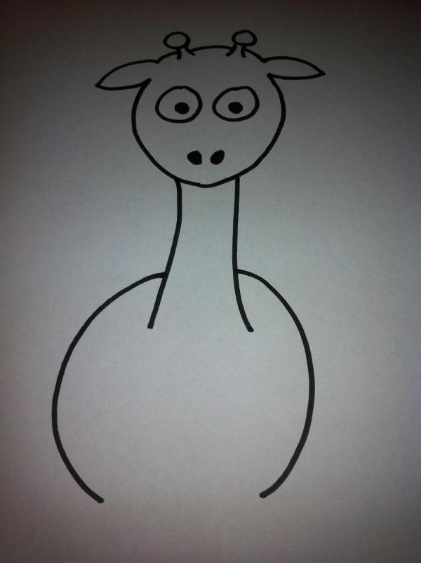Cómo dibujar una jirafa de dibujo animado - Paso 7