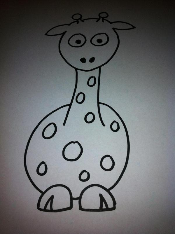 Cómo dibujar una jirafa de dibujo animado - Paso 9