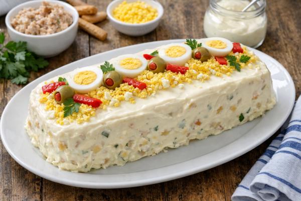 Las mejores recetas de pasteles salados fríos: muy fáciles - Pastel frío de huevos rellenos