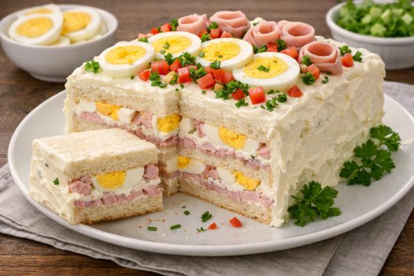 Las mejores recetas de pasteles salados fríos: muy fáciles - Pastel frío de jamón y queso