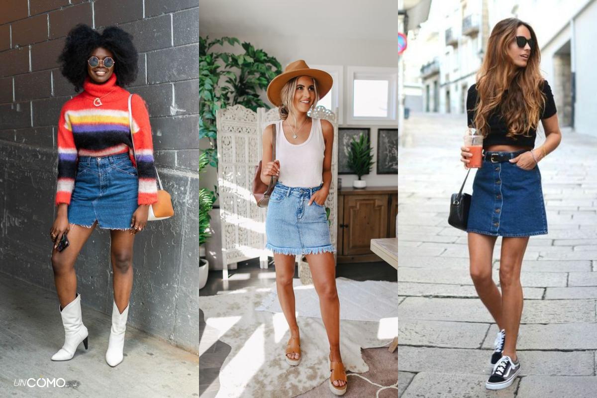 Cómo combinar una falda de mezclilla